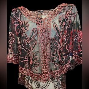 NWT Mesh Embroidered Sequins Shoulder wrap